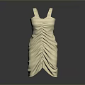 Elegant Cream Colored Sleeveless Dress with Ruched Design and Spaghetti Straps