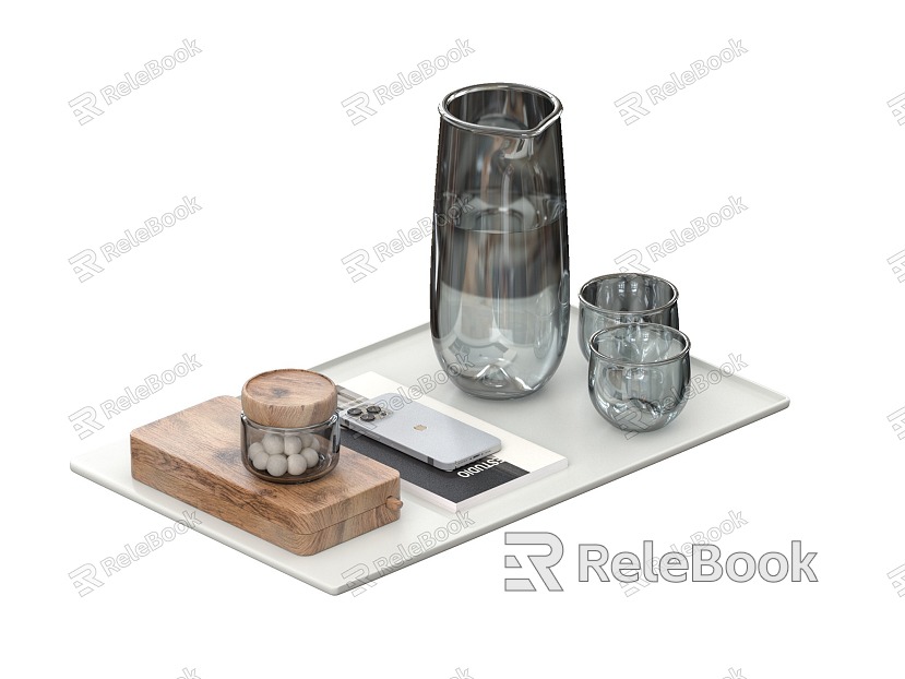 Modern Tea Tray Book Wine Set model