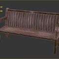 Wooden Outdoor Bench with Slatted Back and Seat and Armrests in Classic Brown Finish