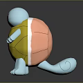 Cartoon Turtle Character With Blue Body Yellow Shell Red Eyes And Stand Pose