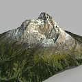 Mountain Terrain Featuring Snow Capped Peak And Lush Green Vegetation
