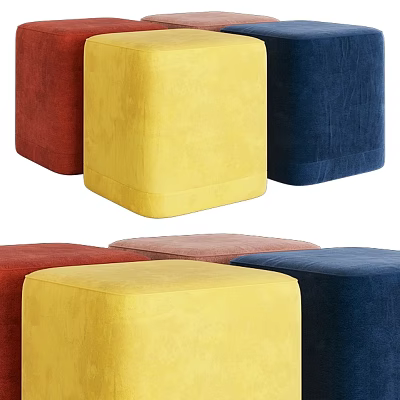 Colorful Square Shaped Velvet Sofa Stools In Multiple Colors For Living Room 3d model