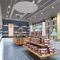 Bright Modern Retail Store Interior With Wooden Shelves Assorted Products And Spacious Layout