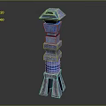 Blue Geometric Multi Layered Tower With Hollow Out Design And Decorative Details