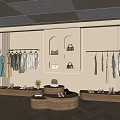 Elegant Clothing Store Interior Design With Clothing Racks Mannequin Shoes And Handbags