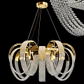 Luxury Modern Gold Chandelier with Circular Rings and Transparent Crystal Beads Design