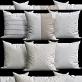 Decorative Modern Pillows with Textured Striped Patchwork and Dotted Designs in Neutral Tones 3d model