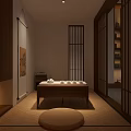 Traditional Chinese Teahouse Interior With Wooden Table Chairs Tea Sets And Hanging Lantern