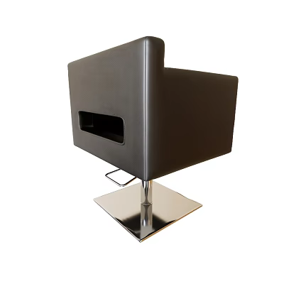 Massage Chair with Black Leather Upholstery and Square Metal Base for Comfortable Relaxation 3d model