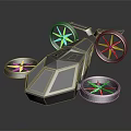 Sleek Modern Silver Smart Machine With Multiple Wheels And Propellers Design 3d model
