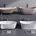 Elegant Freestanding Bathtubs With Modern Faucets Soft Towels And Slippers In Bathroom