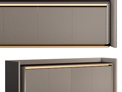 Modern Office Desk Design With Herringbone Pattern And Gold Trim Details 3d model