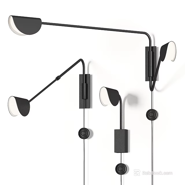 Modern Minimalist Floor Lamp With Black Adjustable Arm And Sleek Design For Home Decor 3d model 