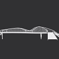 Unique Modern Curved Bridge With White Structure Yellow Pathway And Stairs 3d model