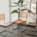 Modern Stylish Dining Chairs With Metal Frame Woven Backrest And Colored Seats In Interior