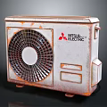 Rusty Mitsubishi Electric Air Conditioner Fan Outdoor Unit With Surface Details