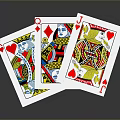 Playing Cards Set Featuring King of Hearts Queen of Diamonds and Jack of Hearts