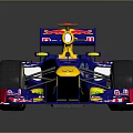 Red Bull Formula 1 Racing Car With Blue Red Livery And Sponsor Logos