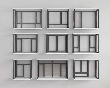 window bay window u-shaped window aluminum alloy window casement window 3d model