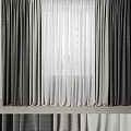 Elegant Layered Curtain Design With Sheer White And Dark Gray Panels For Home Decor