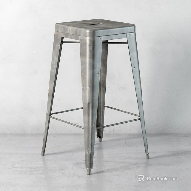 Industrial Style Metal Bar Stool With Sleek Sturdy Four Legged Design 3d model 