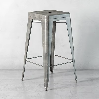 Industrial Style Metal Bar Stool With Sleek Sturdy Four Legged Design 3d model