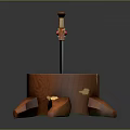 Detailed Sword With Red Hilt Placed On Wooden Tree Stump With Ring Texture