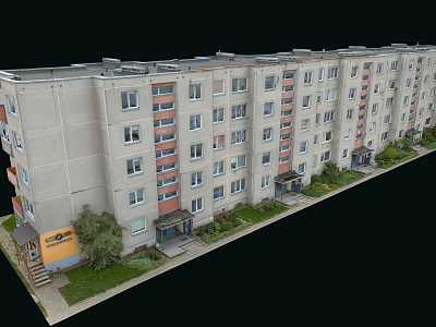 Multi Storey Residential Building Exterior With Light Colored Facade And Balconies 3d model