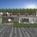 Modern Pavilion Community Central Axle Corridor Frame Meeting Room Pavilion Landscape Pavilion Flower Frame Tree Pool Seat Grille 3d model