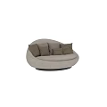 Beige Single Sofa With Round Design Featuring Multiple Comfortable Plush Cushions 3d model