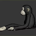 Plush Monkey Doll With Black Body White Face Hands And Feet Sitting Position