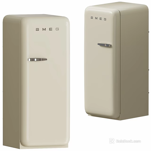 SMEG Retro Style Cream Color Refrigerator With Classic Design And Brand Logo 3d model 