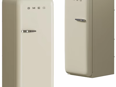SMEG Retro Style Cream Color Refrigerator With Classic Design And Brand Logo 3d model