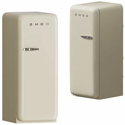 SMEG Retro Style Cream Color Refrigerator With Classic Design And Brand Logo 3d model