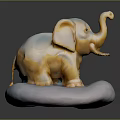Glossy Golden Elephant Figurine As Home Furniture Decor With Silver Base