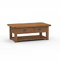 Solid Wooden Coffee Table With Two Drawers And Lower Shelf Design 3d model