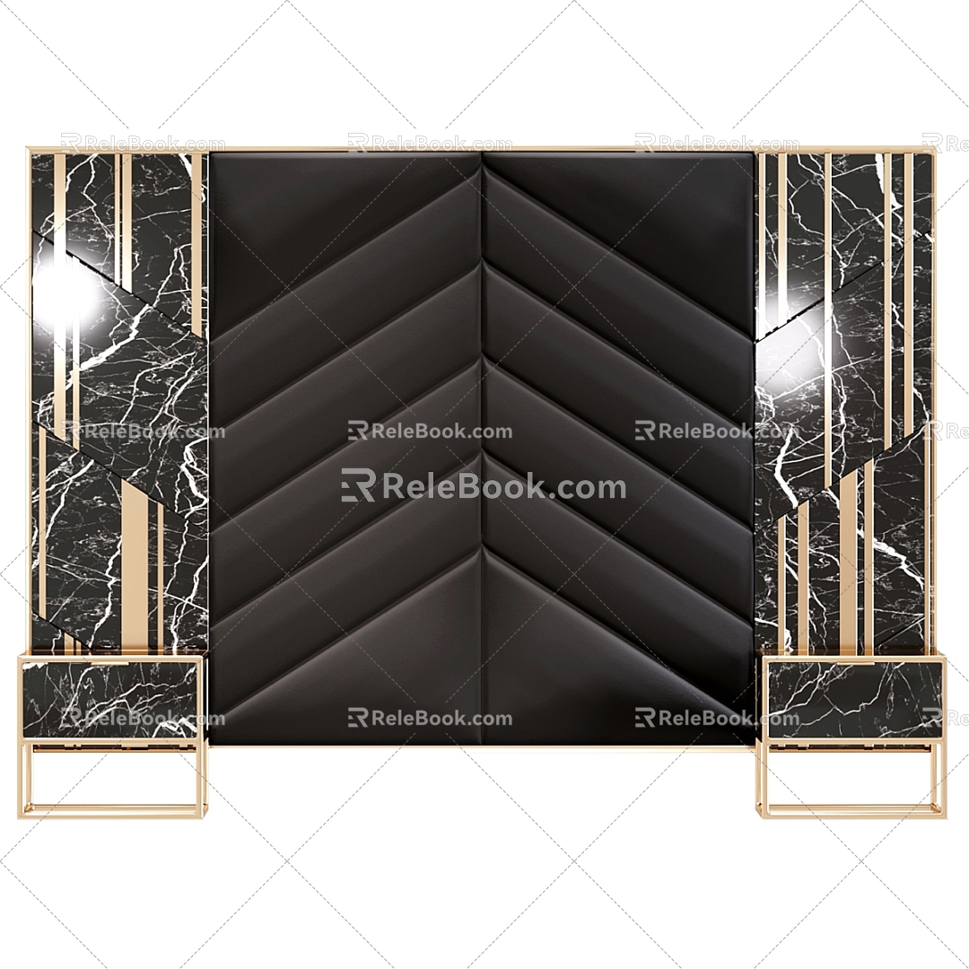 Headboard Bedroom Headboard Home Furniture Decorative Panel Soft Panel Marble Black 3d model