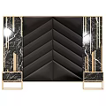 Modern Luxury Wall Design Featuring Black Chevron Pattern Gold Lines And Marble Texture 3d model