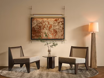 Quiet Ancient Leisure Sofa Floor Lamp Hanging Picture 3d model