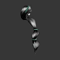 Game Movie Character With Long Black Braided Hair And Green Hair Bands Back View