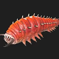 Red Spiky Creature With Segmented Body And Sharp Spines