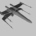 X Wing Fighter Jet In Flight With Four Engines And Aerodynamic Design