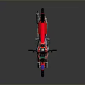 Red Motocross Motorcycle with Sponsor Stickers Off Road Tires and Sporty Body Design
