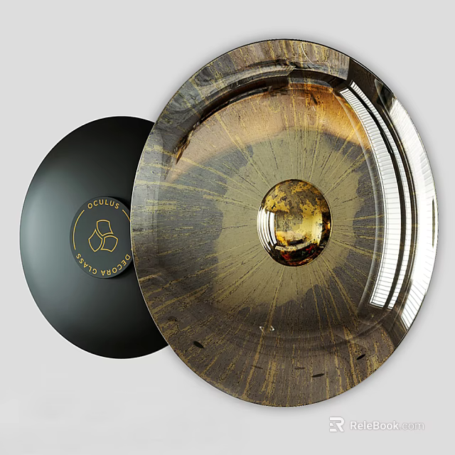 Luxury Round Wall Art With Black and Brown Gold Textured Surface And Central Golden Accent 3d model 