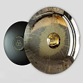 Luxury Round Wall Art With Black and Brown Gold Textured Surface And Central Golden Accent