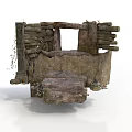 Ancient Stone Structure With Square Window Stone Steps And Grass Vines