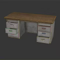 Functional Office Desk With Wooden Tabletop And Multiple Storage Drawers 3d model
