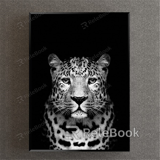 Modern Animal Painting Simple Black and White Study Animal Leopard Decorative Painting model