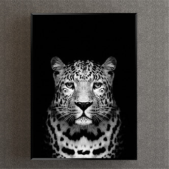 Modern Animal Painting Simple Black and White Study Animal Leopard Decorative Painting 3d model