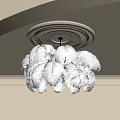 Elegant White Feather Chandelier With Soft Plumes And Ceiling Mount Design 3d model